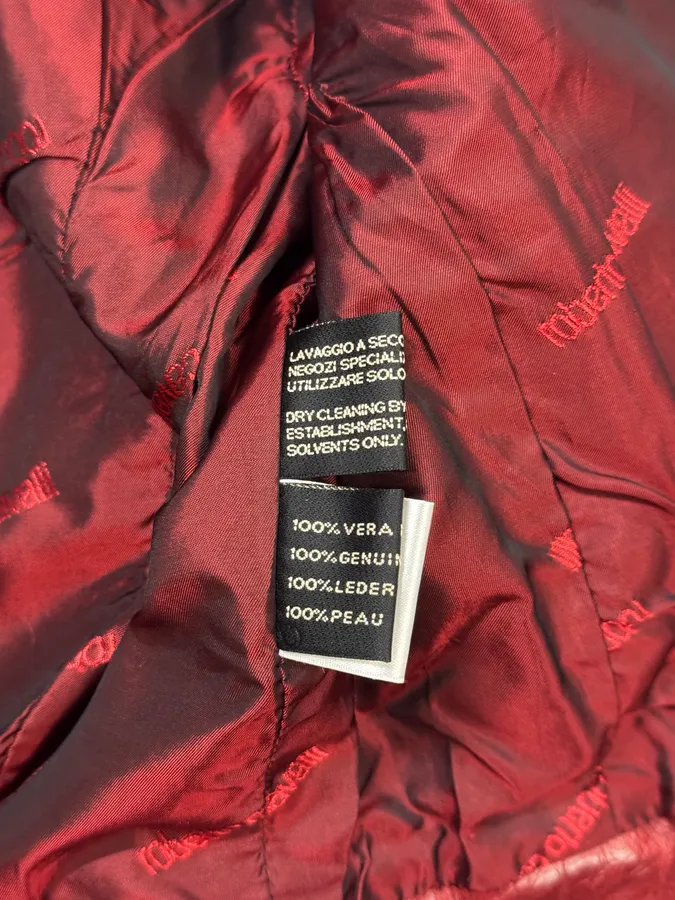 AW2000 Roberto Cavalli Red Crocodile Effect Biker Leather Jacket - Image 7