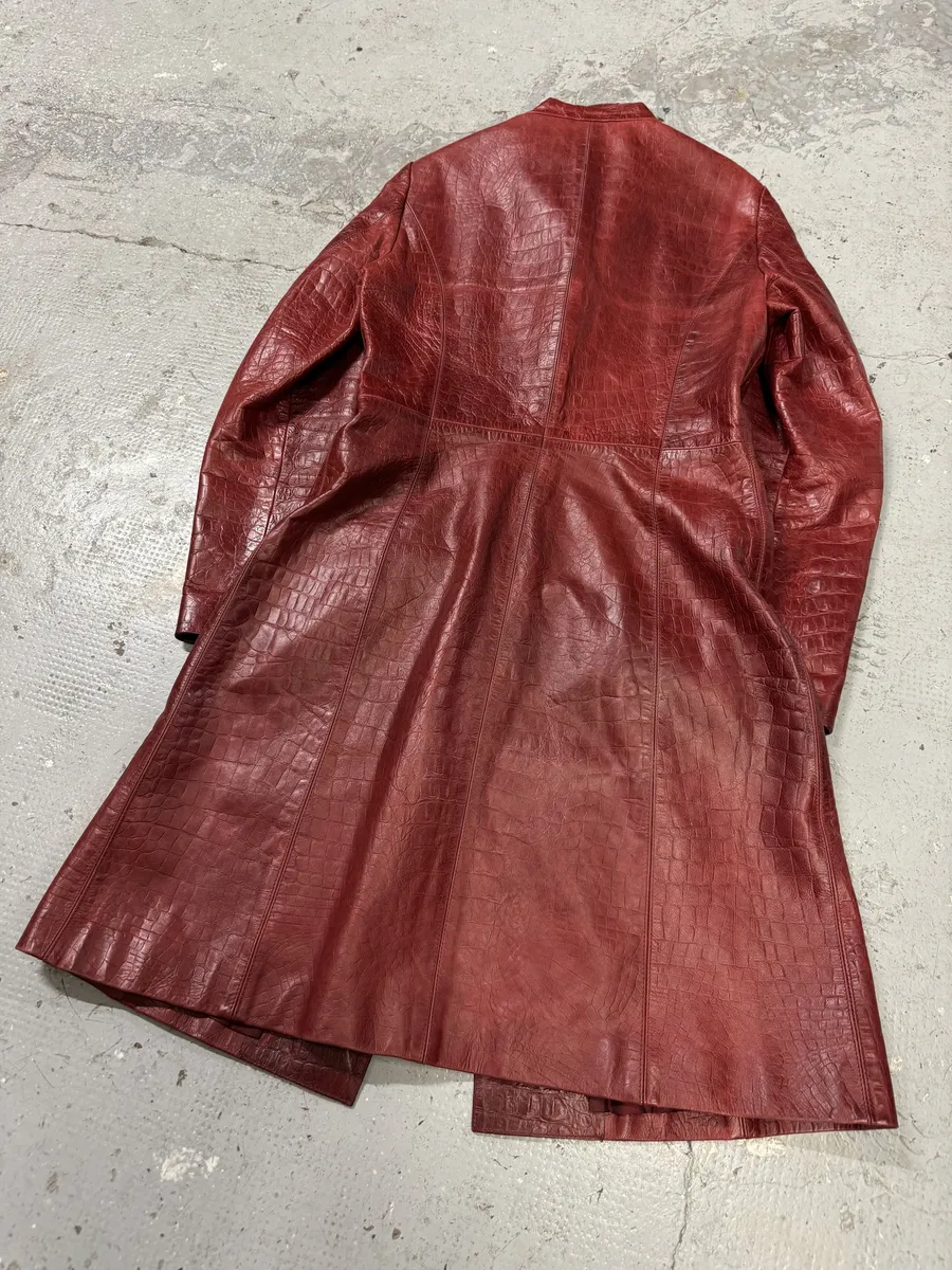 AW2000 Roberto Cavalli Red Crocodile Long Leather Jacket - Image 9