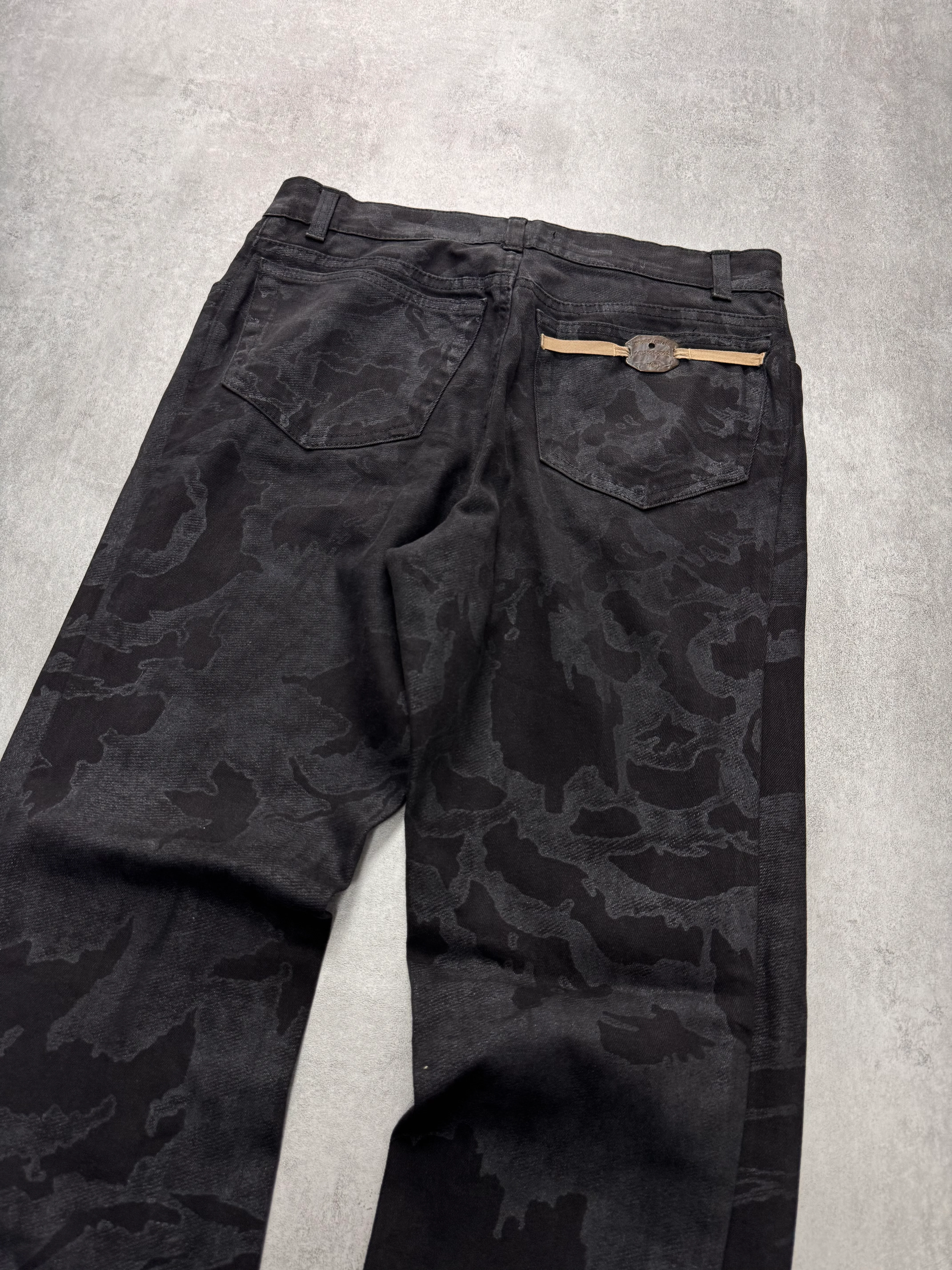 AW2001/02 Roberto Cavalli Black Crow Camouflage Pants - Image 4
