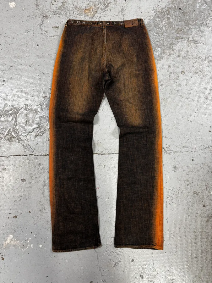 AW2001 Cavalli Orange Faded Navy Denim Jeans - Image 4