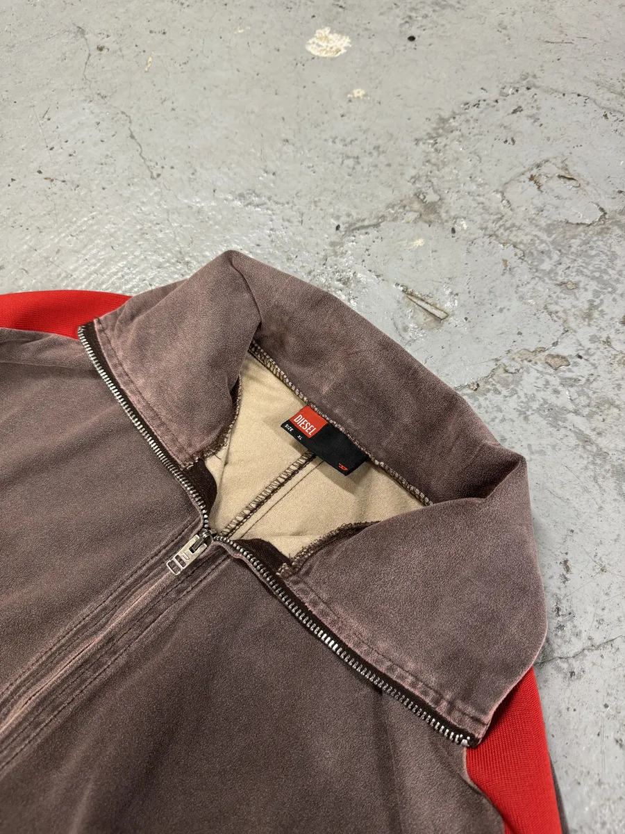 AW2001 Diesel Eroded Grey & Red Line Zip-up Sweater - Image 11