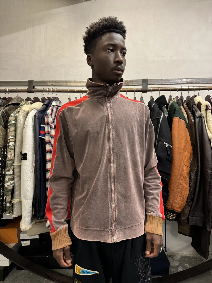 AW2001 Diesel Eroded Grey & Red Line Zip-up Sweater - Image 2