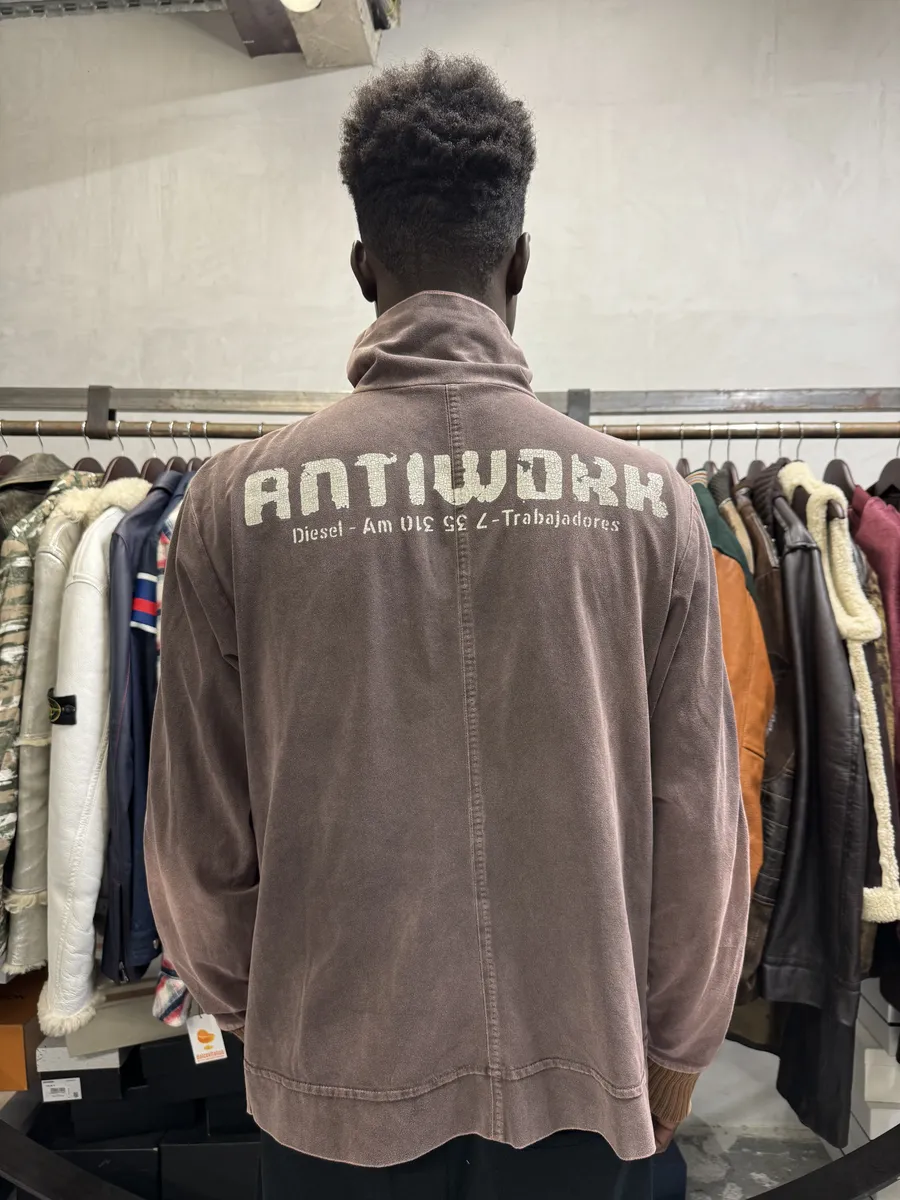 AW2001 Diesel Eroded Grey & Red Line Zip-up Sweater - Image 3