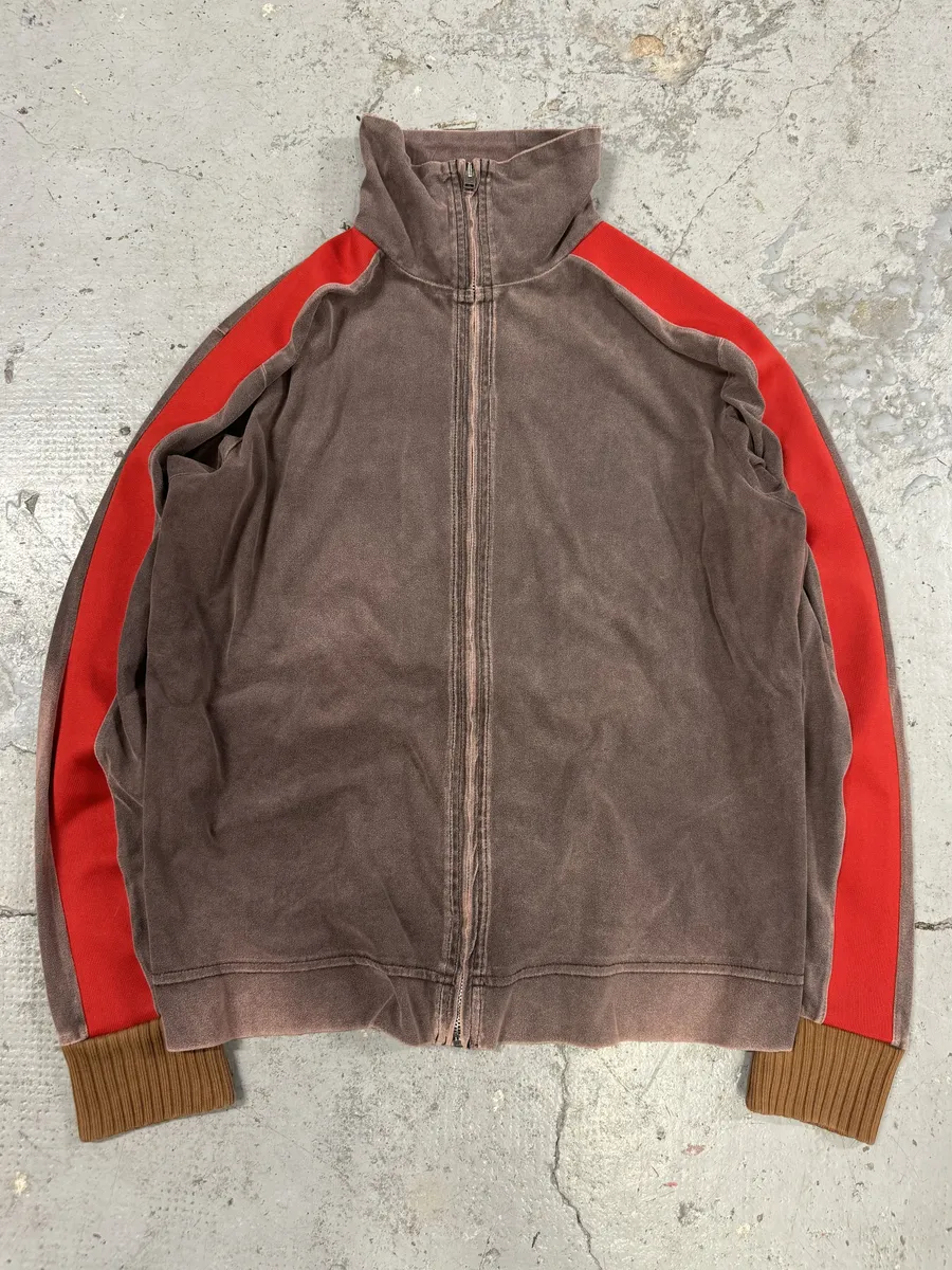 AW2001 Diesel Eroded Grey & Red Line Zip-up Sweater - Image 5