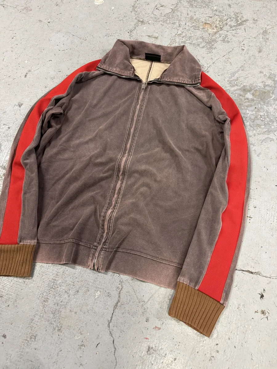 AW2001 Diesel Eroded Grey & Red Line Zip-up Sweater - Image 6
