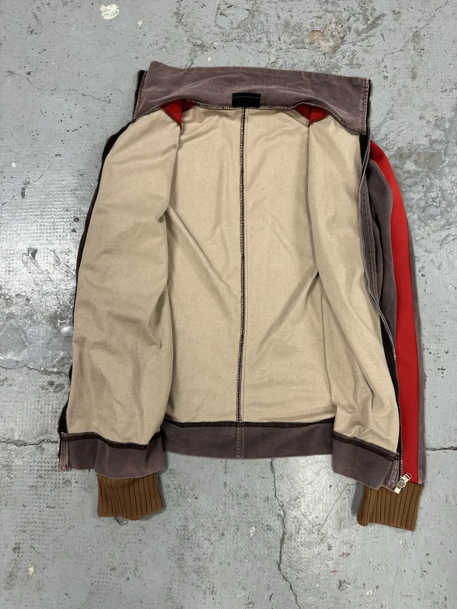 AW2001 Diesel Eroded Grey & Red Line Zip-up Sweater - Image 8