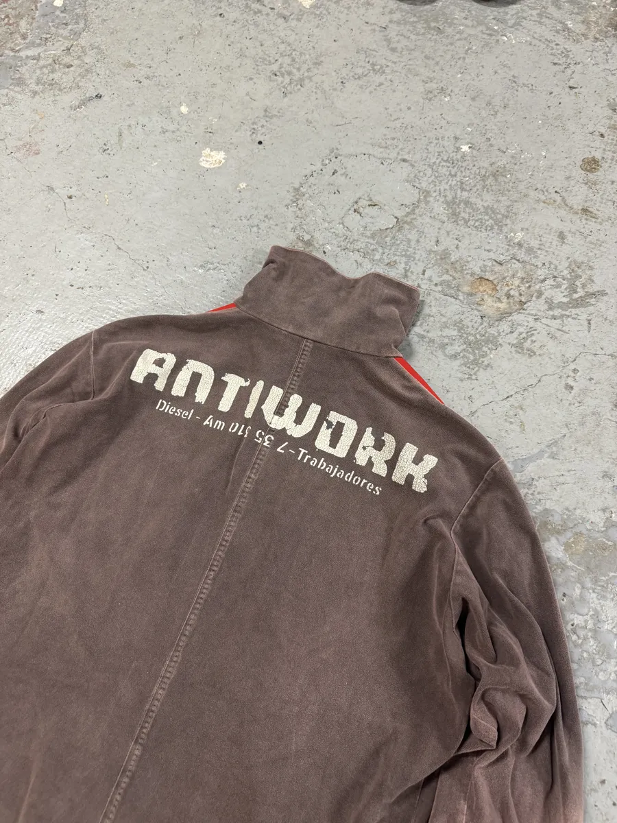 AW2001 Diesel Eroded Grey & Red Line Zip-up Sweater - Image 9