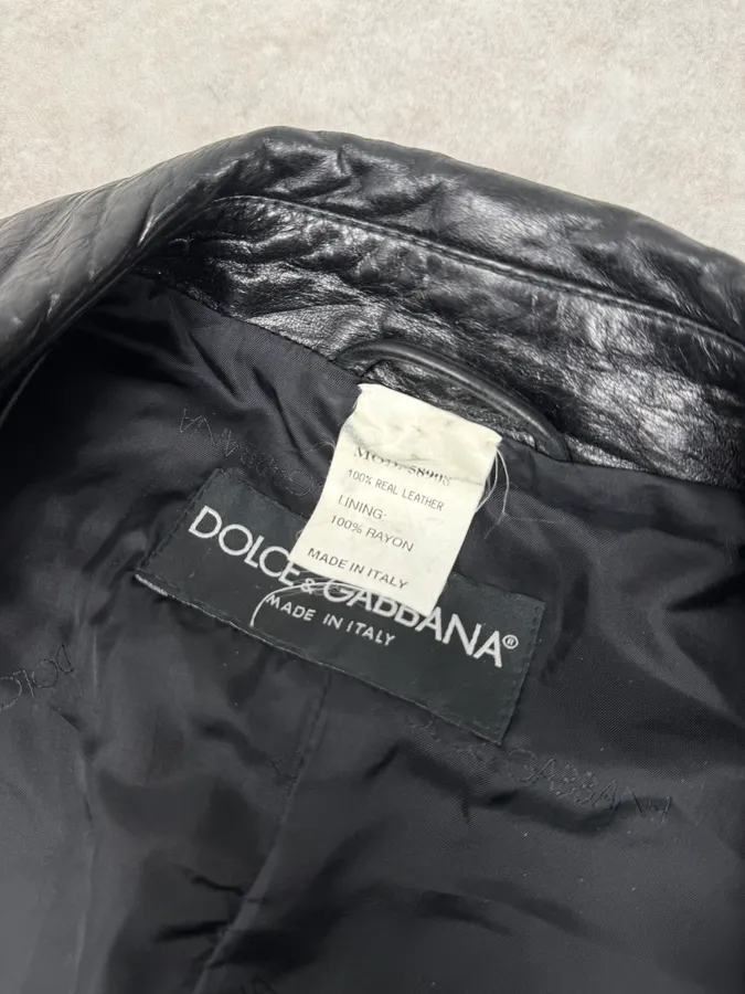AW2001 Dolce & Gabbana Black Asymmetrical Leather Jacket - Image 9