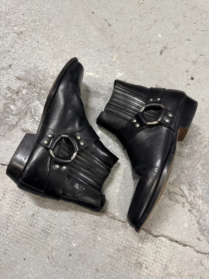 AW2001 Dolce & Gabbana Black Biker Leather Boots - Image 3