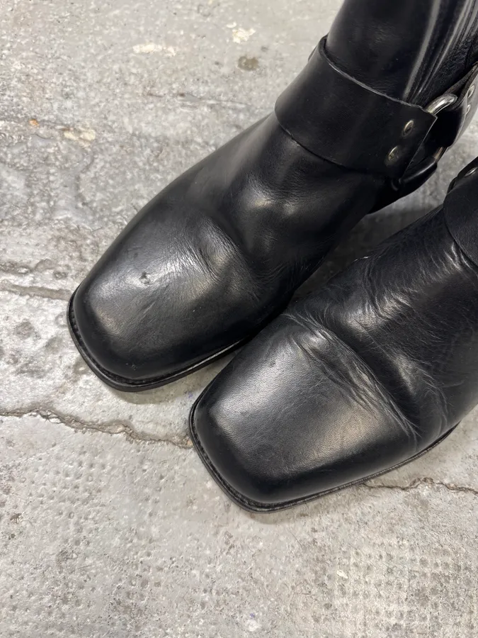 AW2001 Dolce & Gabbana Black Biker Leather Boots - Image 4