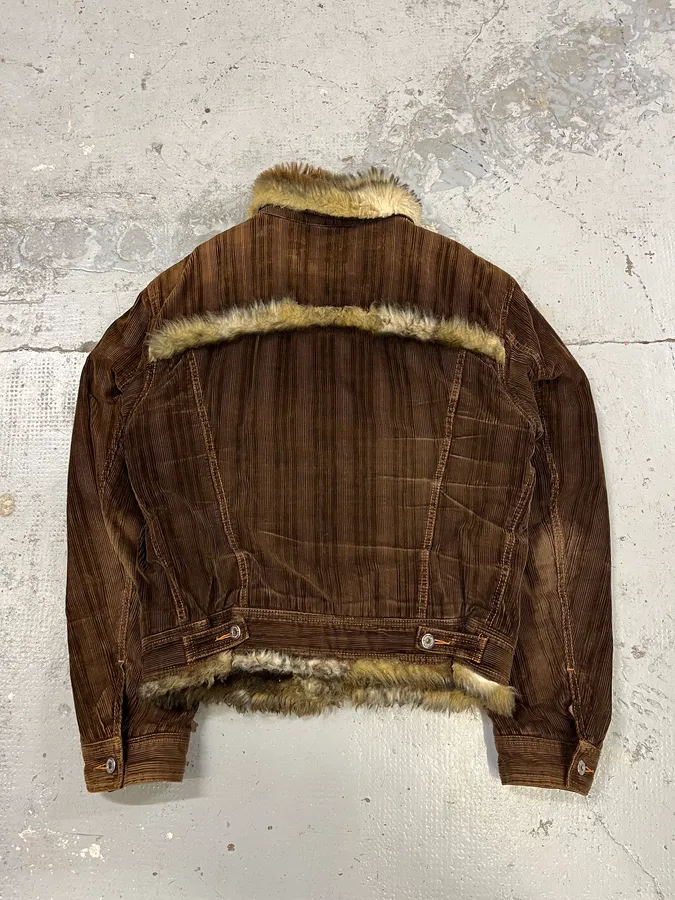 AW2001 Dolce & Gabbana Brown Corduroy Faux Fur Jacket - Image 7