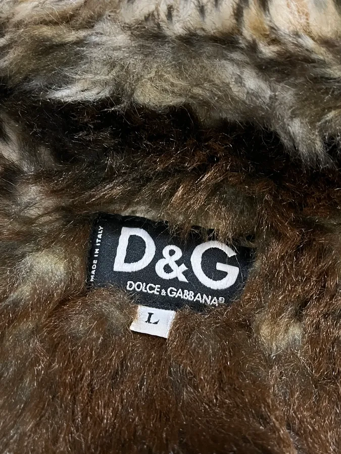AW2001 Dolce & Gabbana Brown Corduroy Fur Jacket - Image 9