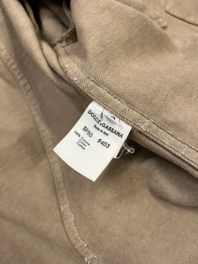 AW2001 Dolce & Gabbana Distressed Beige Denim Jacket - Image 12