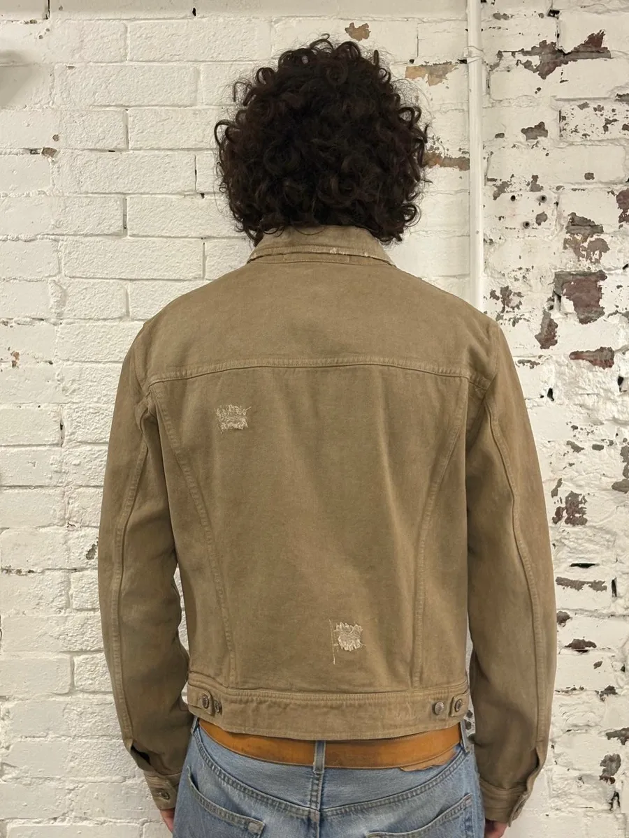 AW2001 Dolce & Gabbana Distressed Beige Denim Jacket - Image 3