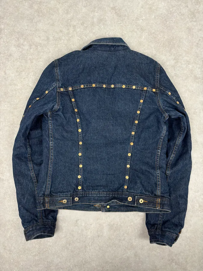 AW2001 Dolce & Gabbana Navy Gold Studded Denim Jacket - Image 5
