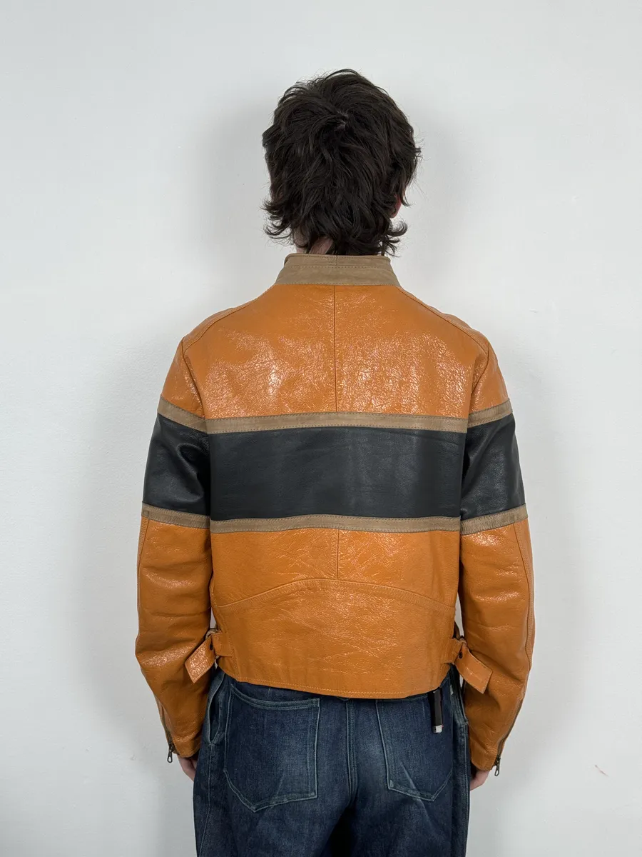 AW2001 Dolce & Gabbana Orange Prototype Leather Satin Jacket - Image 4