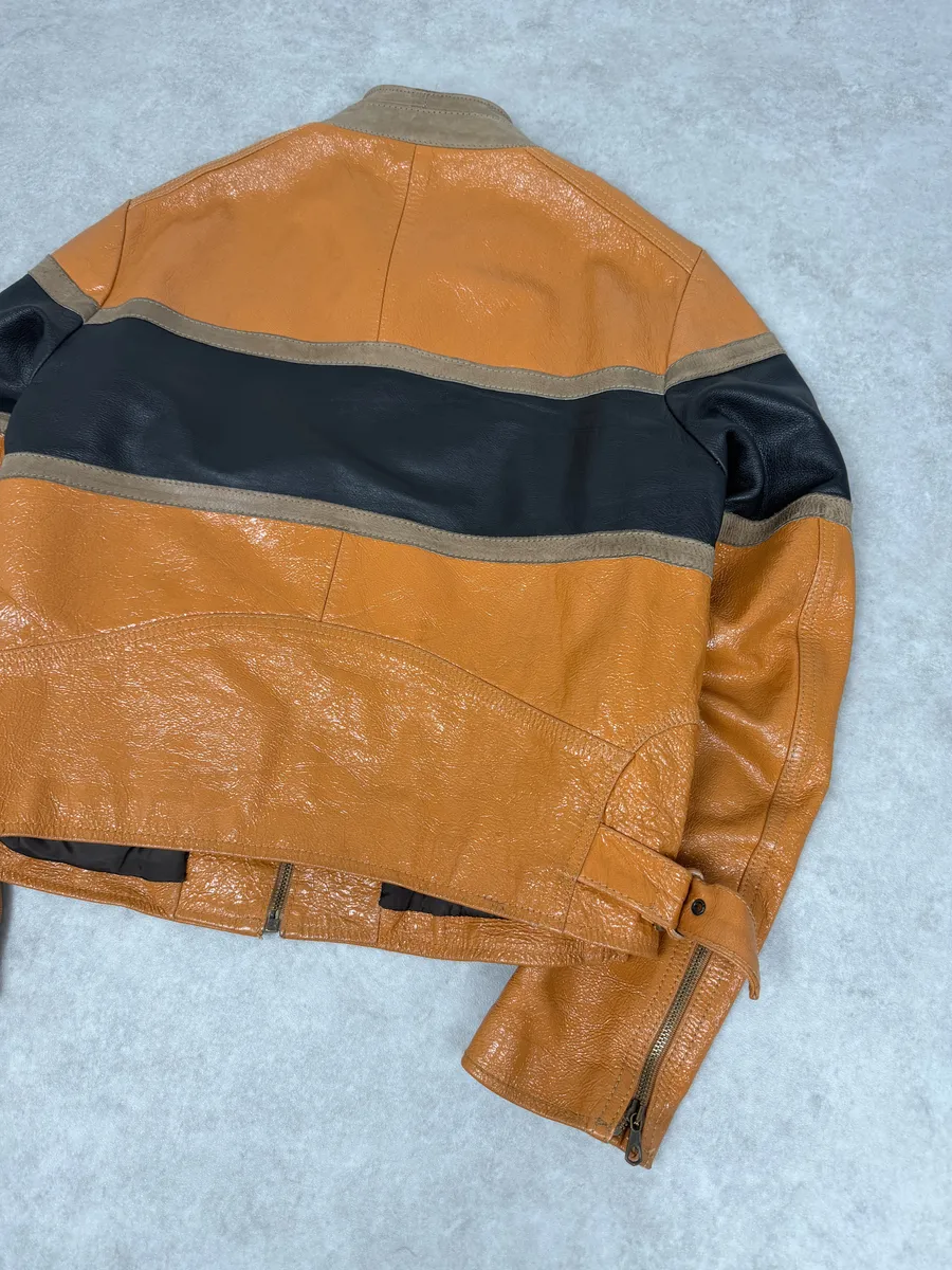 AW2001 Dolce & Gabbana Orange Prototype Leather Satin Jacket - Image 6