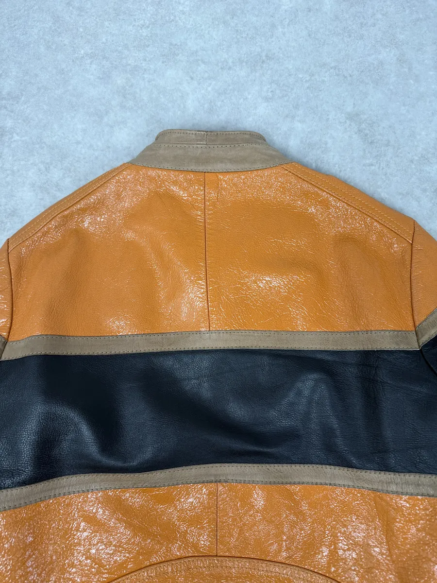 AW2001 Dolce & Gabbana Orange Prototype Leather Satin Jacket - Image 7