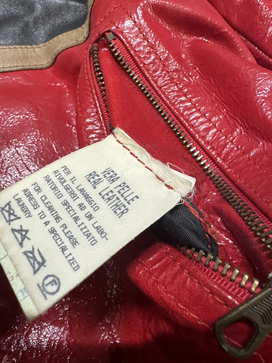 AW2001 Dolce & Gabbana Premium Red Vinyl Leather Biker Jacket - Image 11