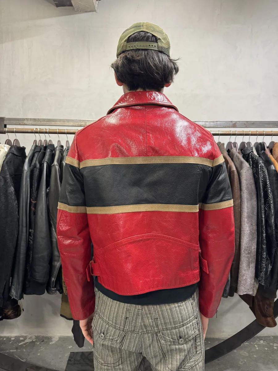 AW2001 Dolce & Gabbana Premium Red Vinyl Leather Biker Jacket - Image 3