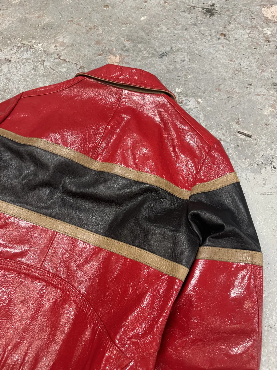 AW2001 Dolce & Gabbana Premium Red Vinyl Leather Biker Jacket - Image 9