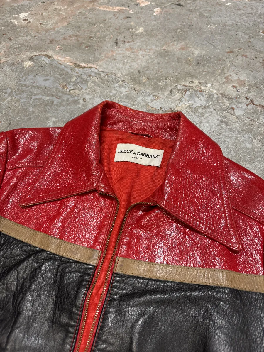 AW2001 Dolce & Gabbana Premium Red Vinyl Leather Biker Jacket - Image 11