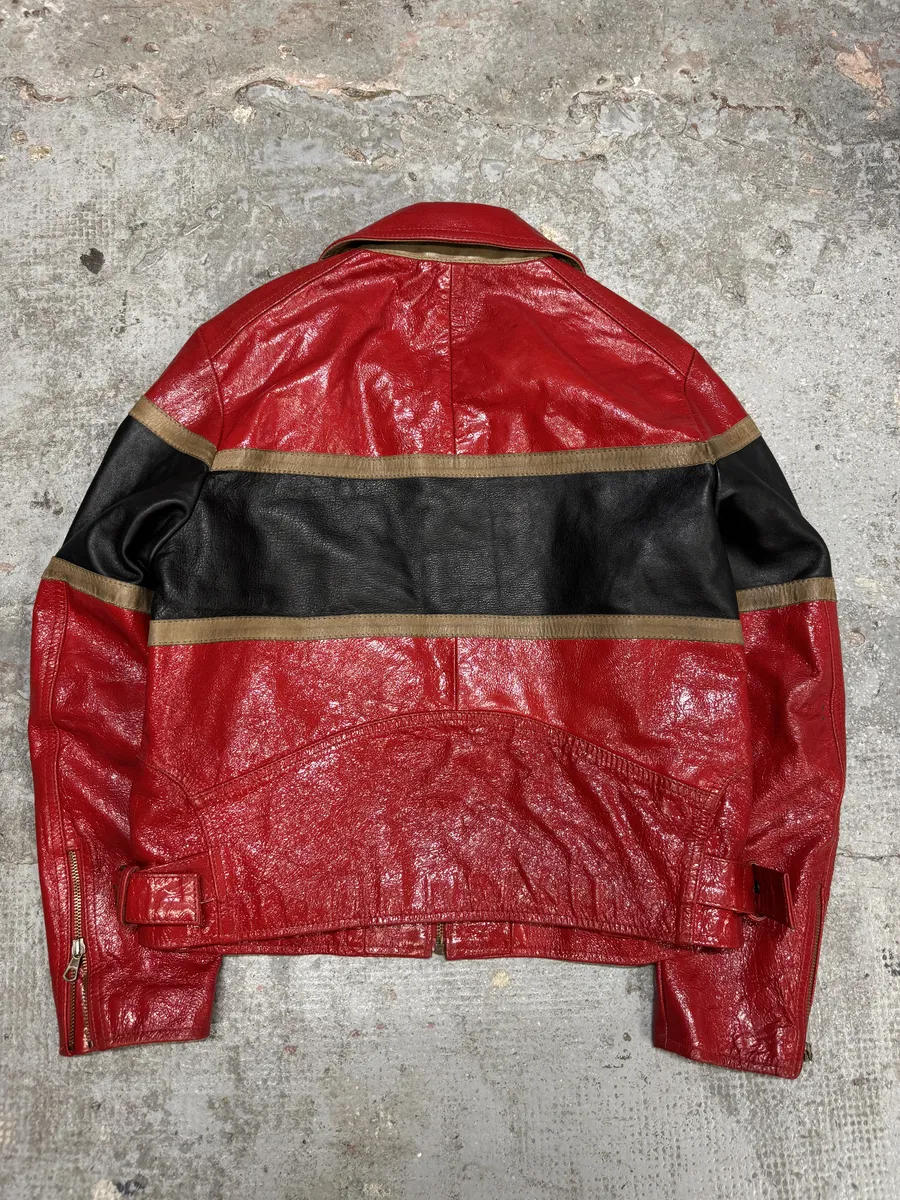 AW2001 Dolce & Gabbana Premium Red Vinyl Leather Biker Jacket - Image 4