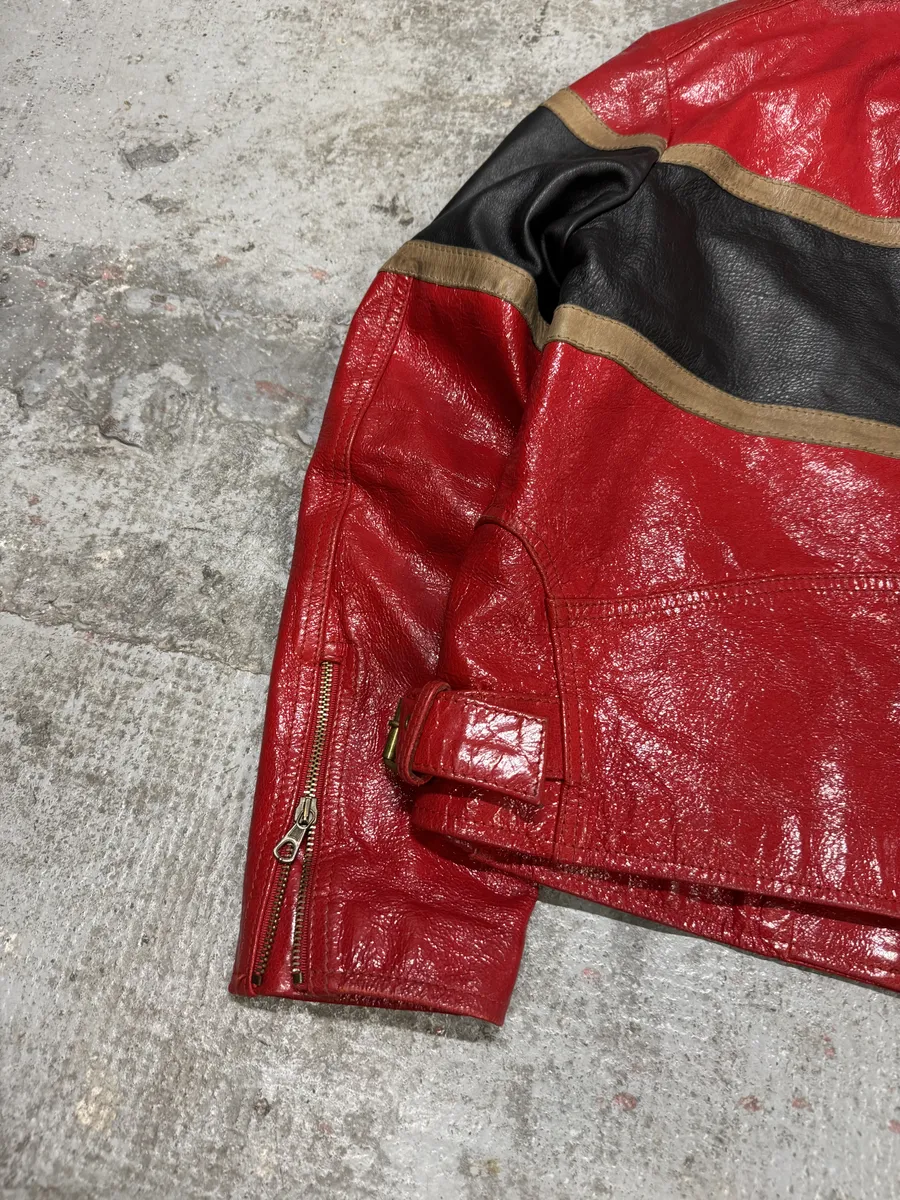 AW2001 Dolce & Gabbana Premium Red Vinyl Leather Biker Jacket - Image 5