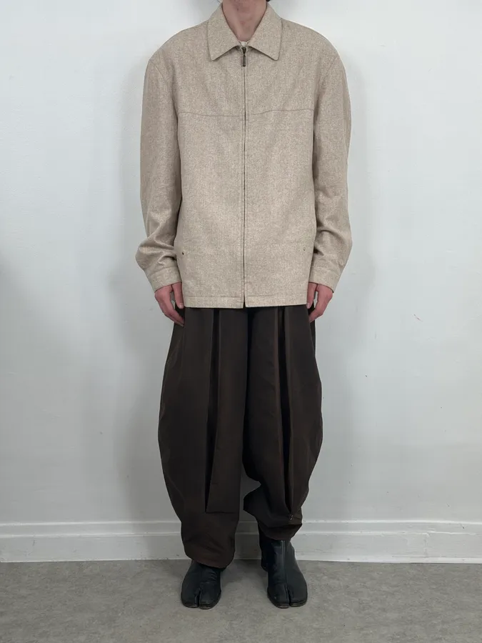 AW2001 Giorgio Armani Beige Minimalist Wool Jacket - Image 2