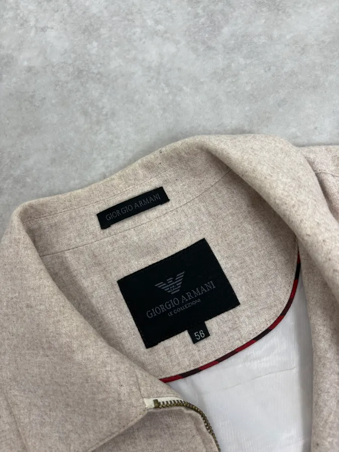 AW2001 Giorgio Armani Beige Minimalist Wool Jacket - Image 5