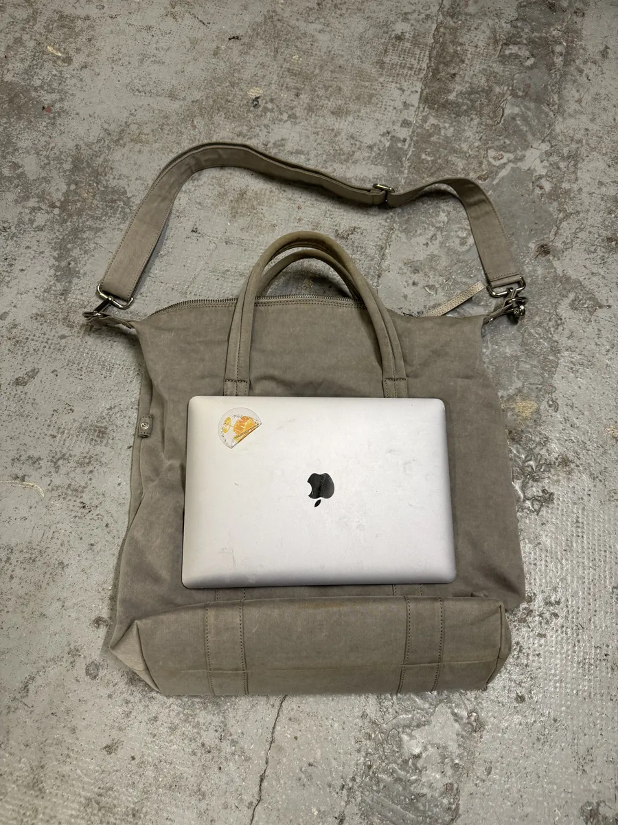 AW2001 Maison Martin Margiela Grey Canvas Handle Shoulder Bag - Image 2
