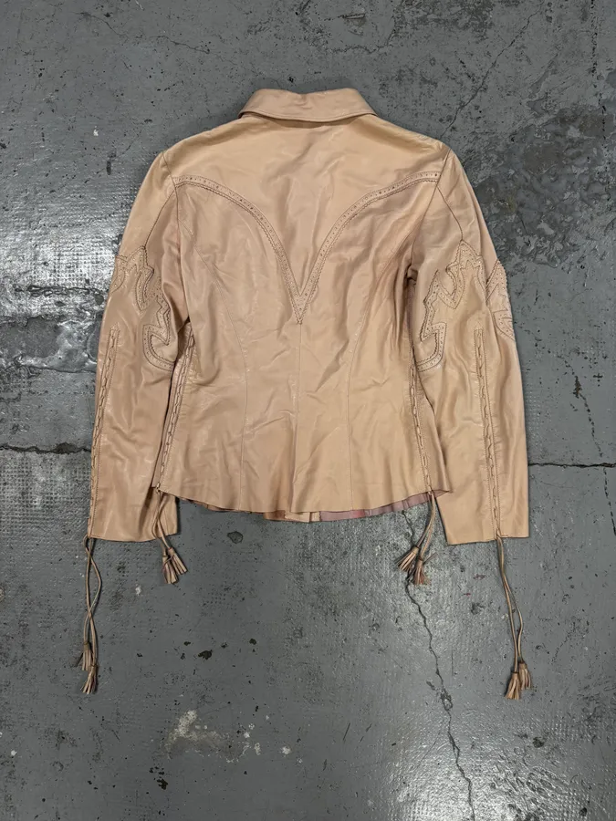 AW2001 Roberto Cavalli Cowboy beige Leather Jacket - Image 5