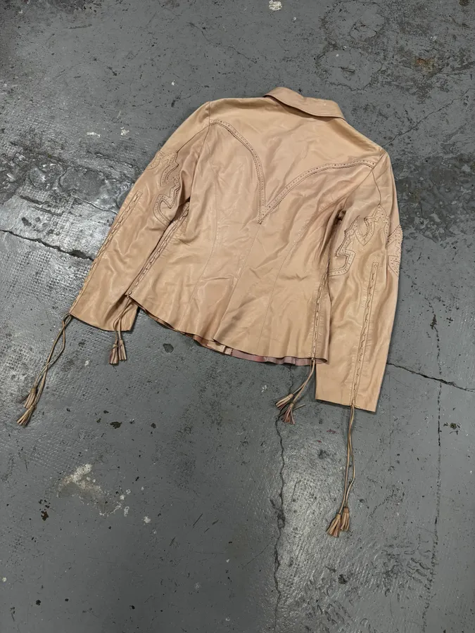 AW2001 Roberto Cavalli Cowboy beige Leather Jacket - Image 6