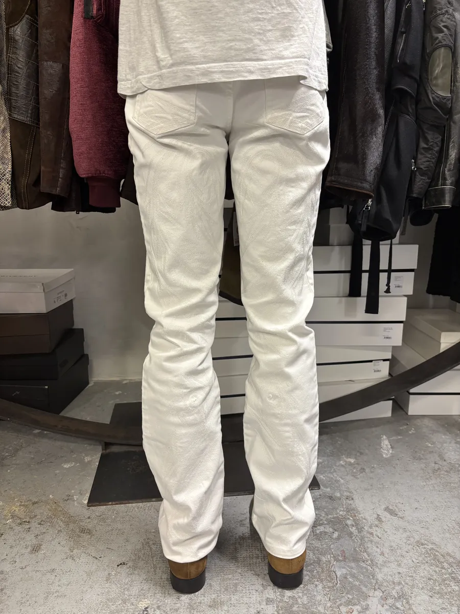 AW2001 Roberto Cavalli Dragon Embroidered White Denim Jeans - Image 3
