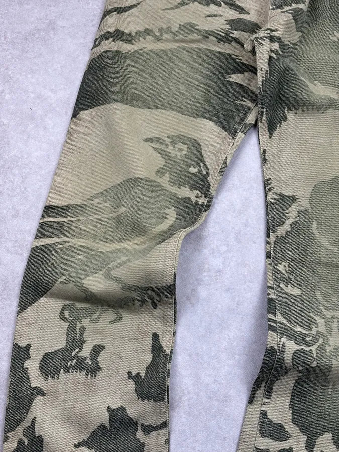 AW2001 Roberto Cavalli Khaki Raven Bird Pants - Image 10