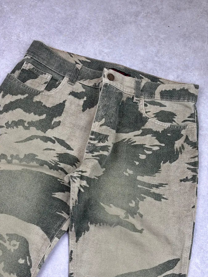 AW2001 Roberto Cavalli Khaki Raven Bird Pants - Image 5