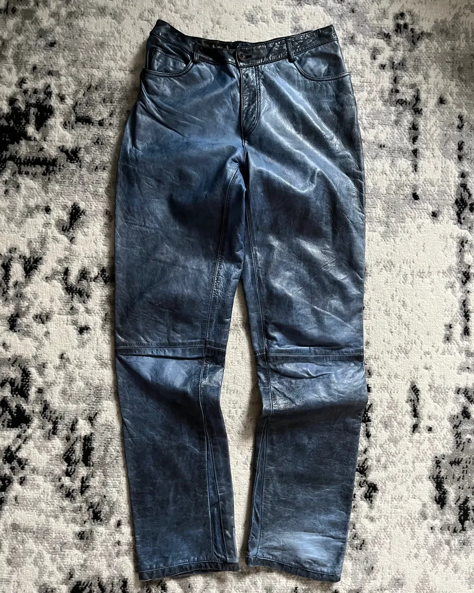 AW2001 Roberto Cavalli Pure Aqua Leather Pants