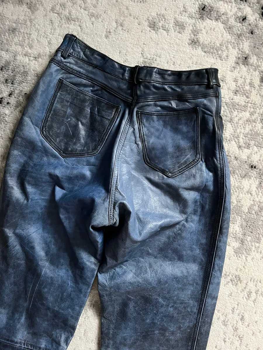 AW2001 Roberto Cavalli Pure Aqua Leather Pants - Image 3