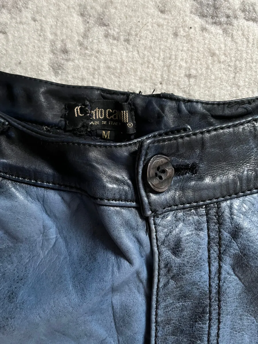 AW2001 Roberto Cavalli Pure Aqua Leather Pants - Image 4