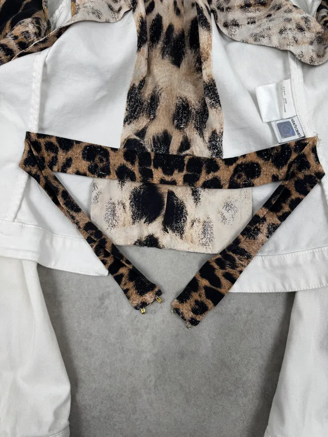 AW2001 Roberto Cavalli White & Leopard Patchwork Jacket - Image 8