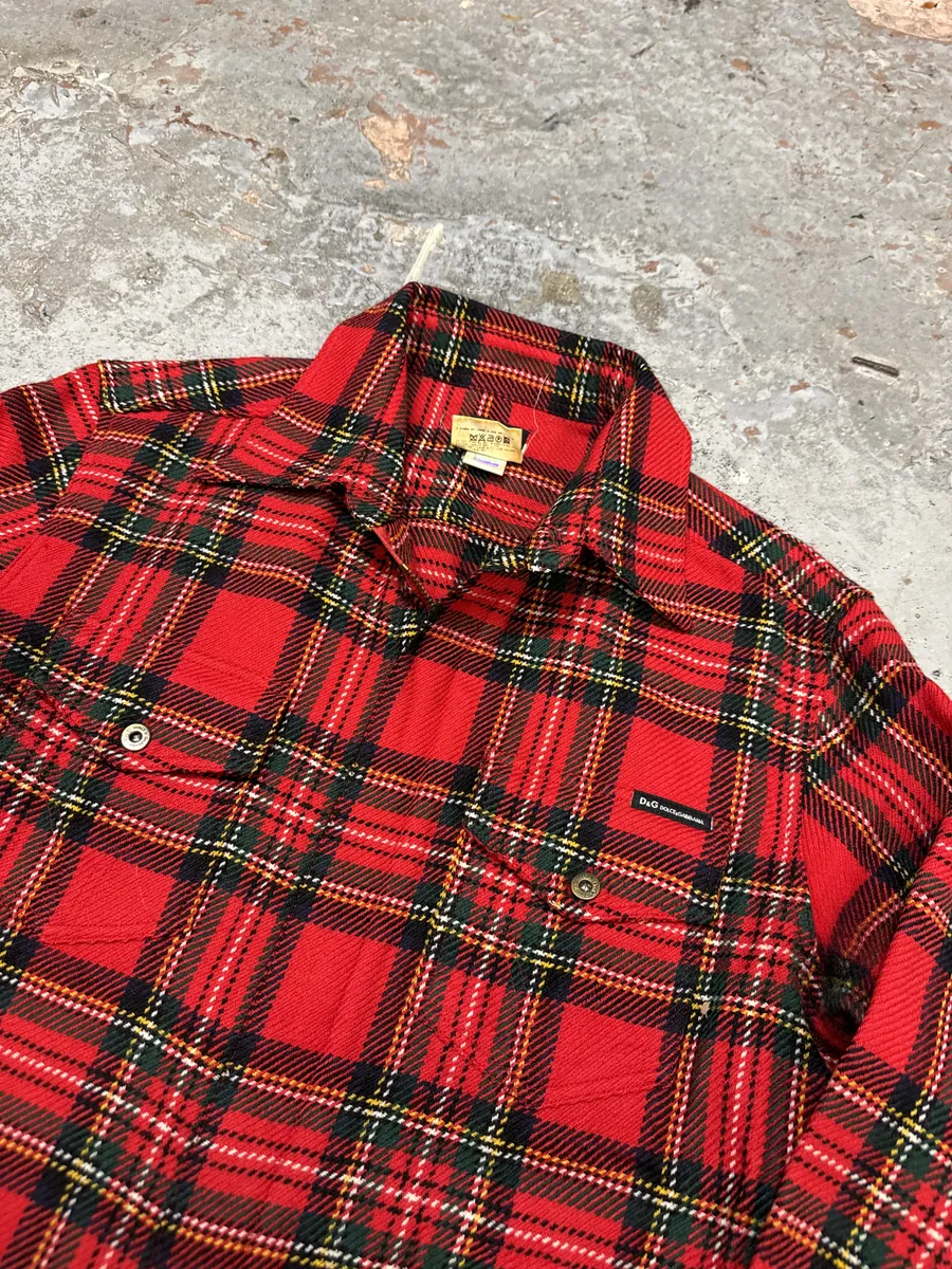 AW2002 Dolce & Gabbana Checkered Wool Red Shirt - Image 11