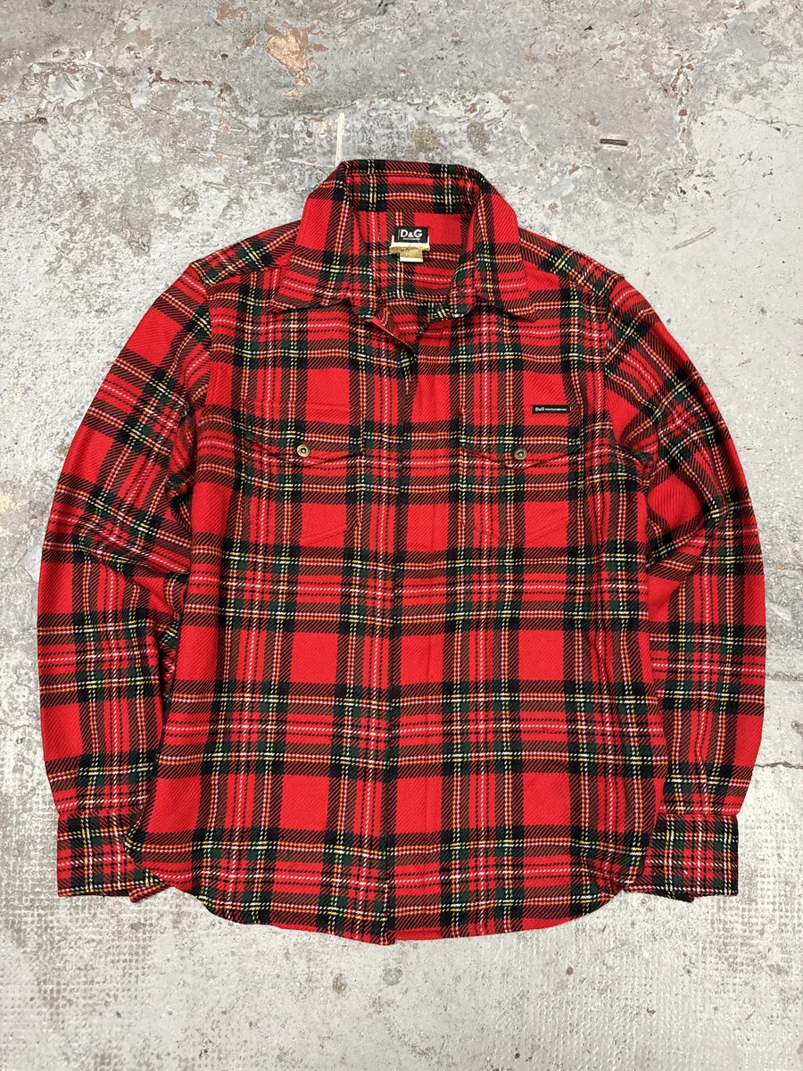 AW2002 Dolce & Gabbana Checkered Wool Red Shirt - Image 6