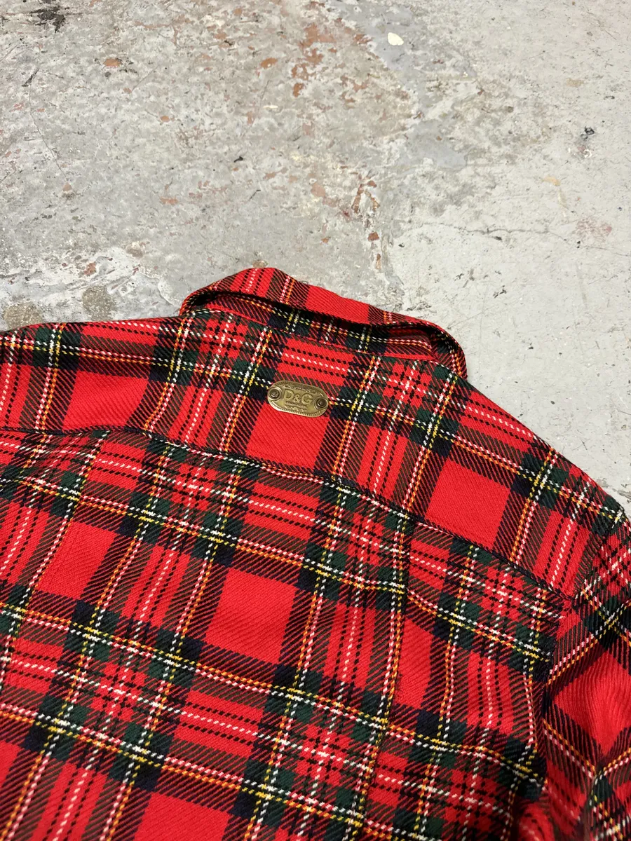 AW2002 Dolce & Gabbana Checkered Wool Red Shirt - Image 7