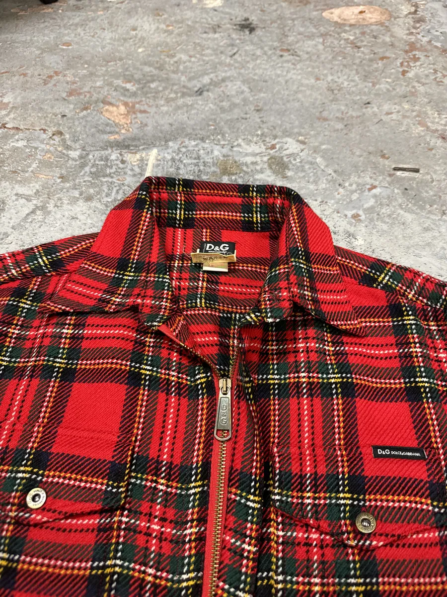 AW2002 Dolce & Gabbana Checkered Wool Red Shirt - Image 9