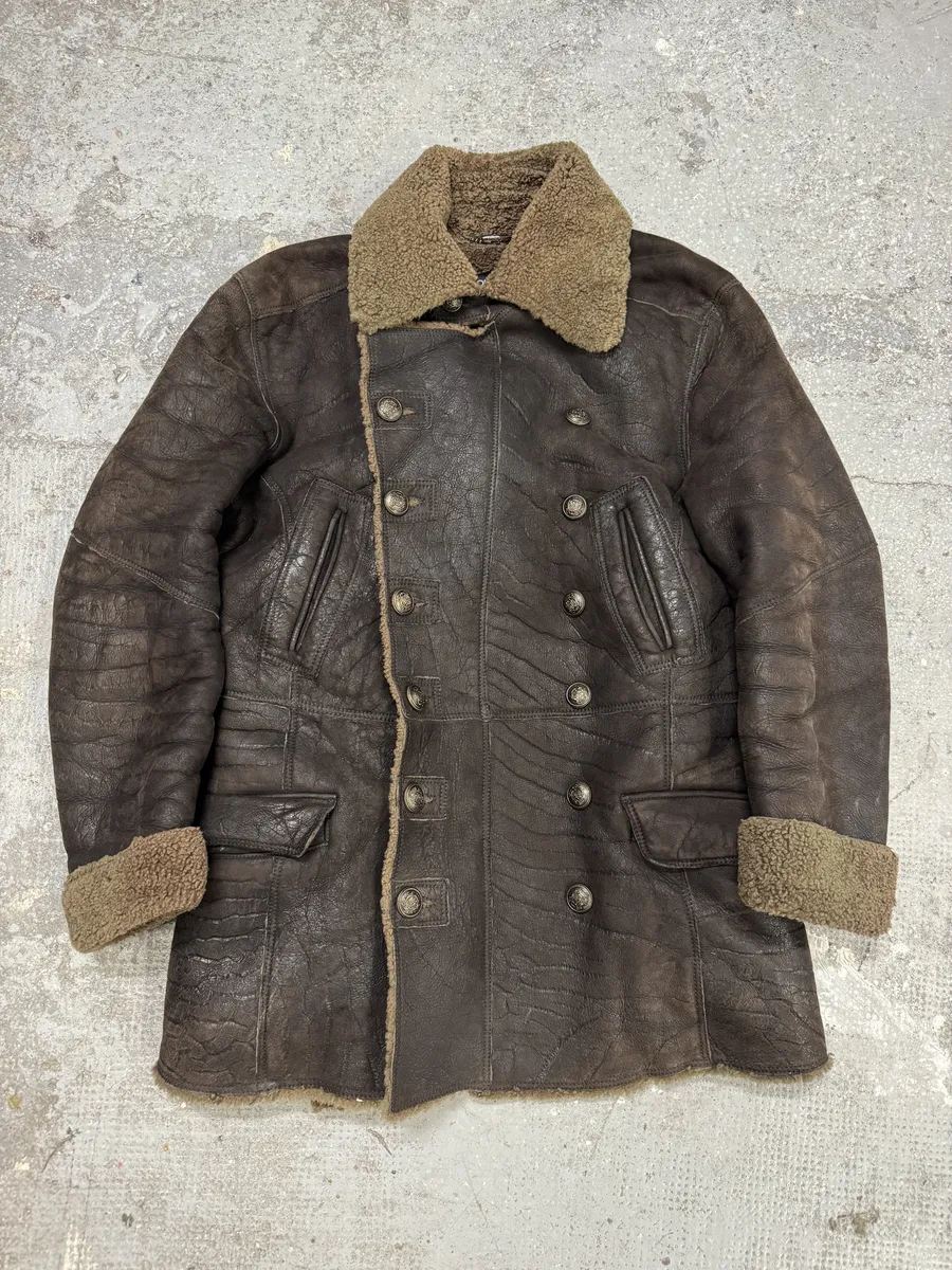 AW2002 Dolce & Gabbana Shearling Brown Elevated Leather Jacket
