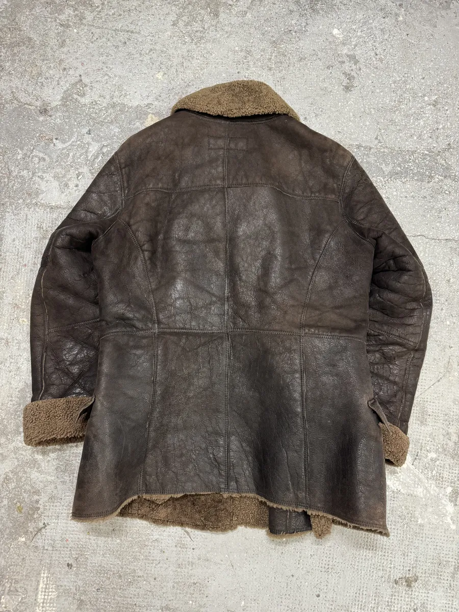 AW2002 Dolce & Gabbana Shearling Brown Elevated Leather Jacket - Image 2