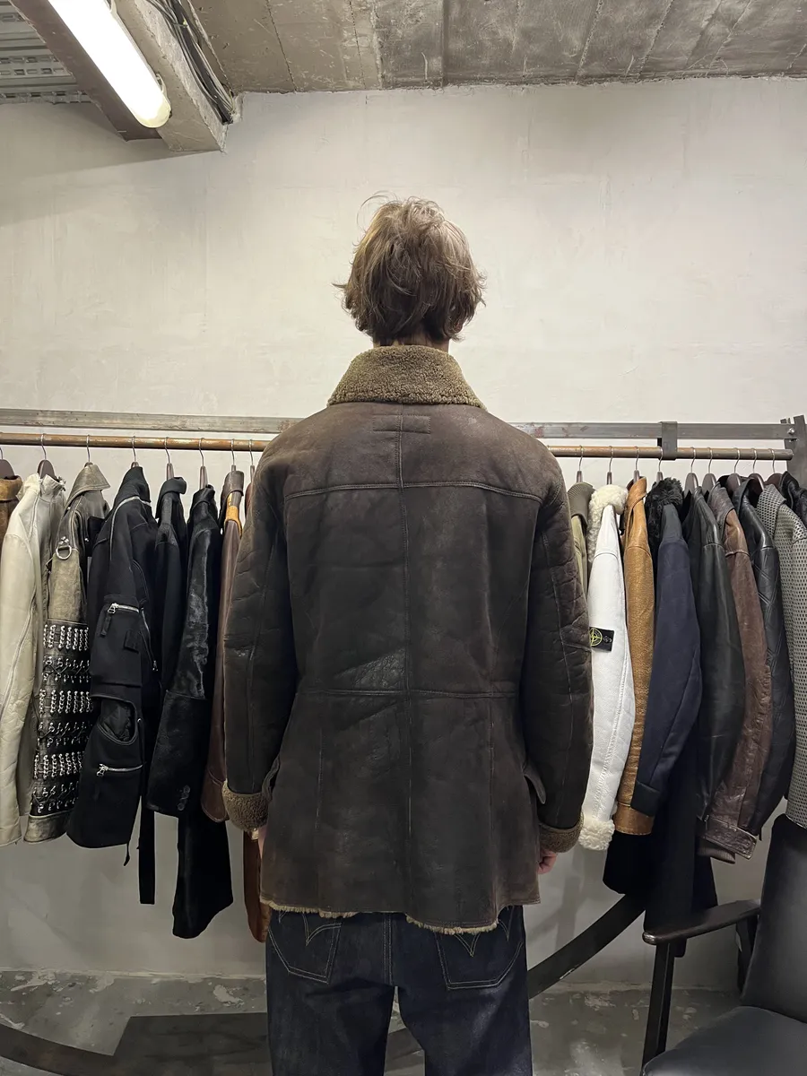AW2002 Dolce & Gabbana Shearling Brown Elevated Leather Jacket - Image 4