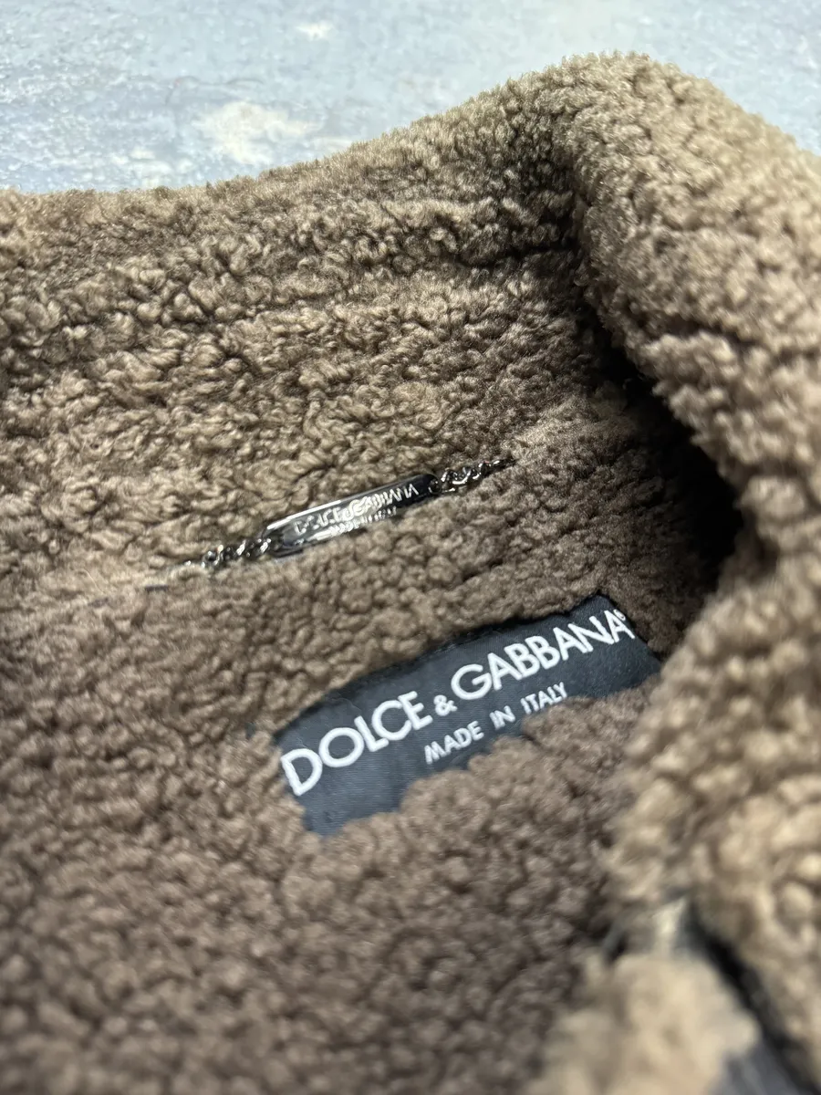 AW2002 Dolce & Gabbana Shearling Brown Elevated Leather Jacket - Image 7