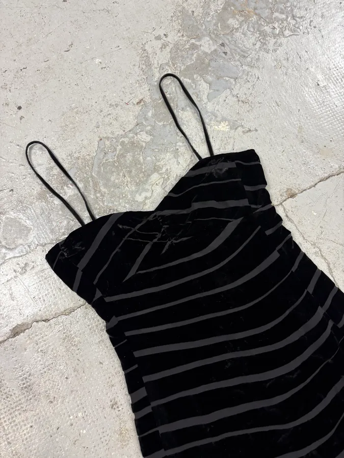 AW2002 Emporio Armani Black Velvet Dress - Image 2