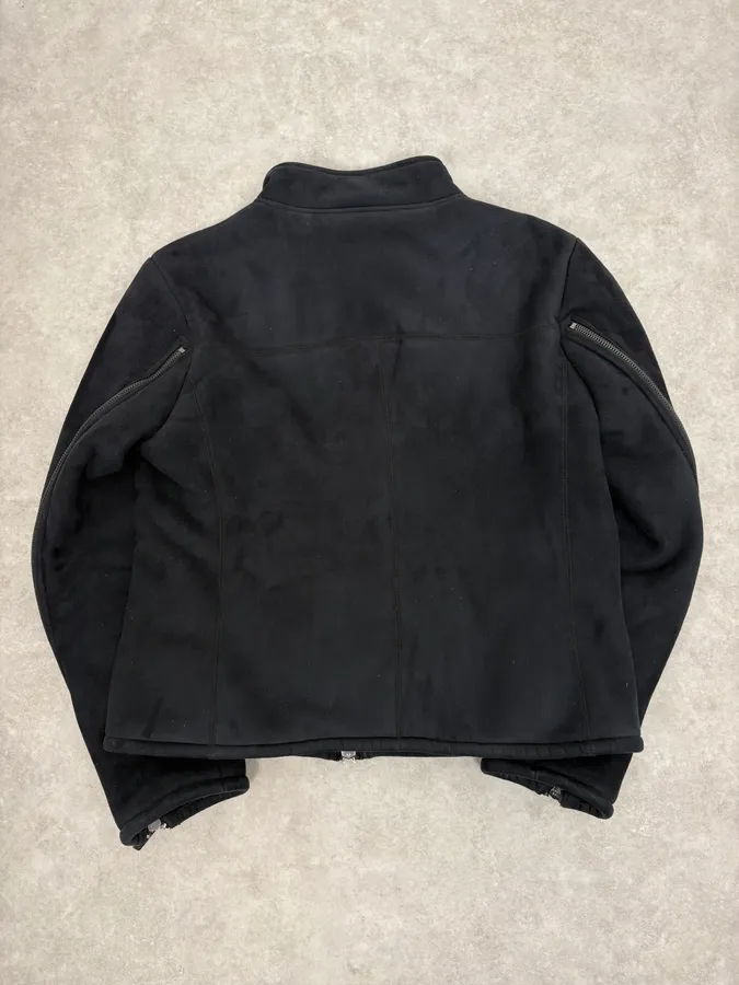 AW2002 Emporio Armani Navy Tornado Zips Suede Leather Jacket - Image 6